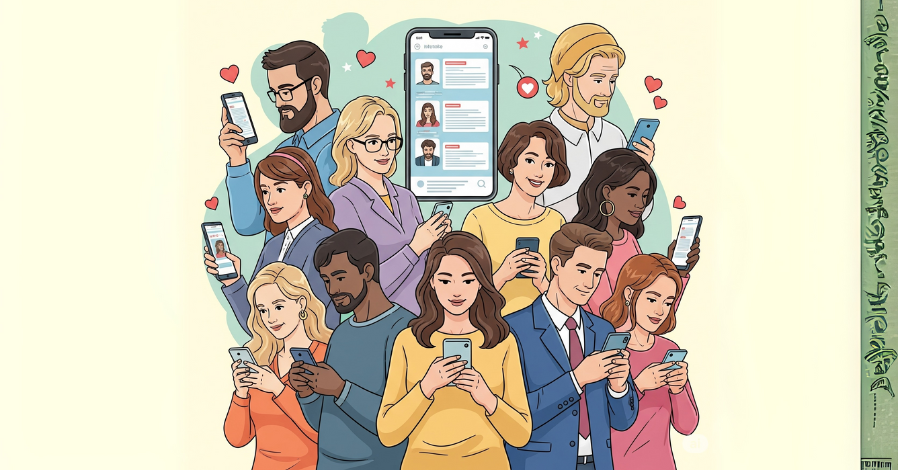 Grupo de pessoas mexendo nas redes sociais